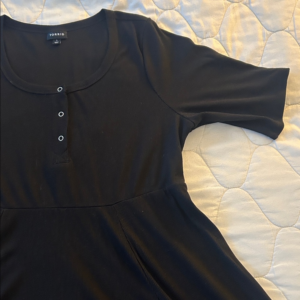 Torrid Black Ribbed A-Line Dress - Picture 3 of 5